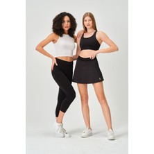 Zinde LIFE P-003008-KADIN Düz Spor Etek Günlük ve Spor Kombinlenen Içi Taytlı Gizli Cepli Spor Şortlu Mini Etek-Siyah