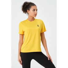 Zinde LIFE P-003000-KADIN  Bisiklet Yaka Rahat Kesim Casual Nefes Alabilen Athletic Spor T-Shirt - Tişört-Sarı