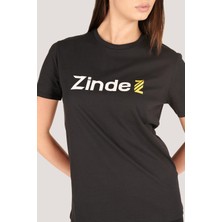 Zinde LIFE P-002993-KADIN %100 Pamuklu Bisiklet Yaka Kısa Kol Rahat Kesim Casual Spor T-Shirt - Tişört-Siyah