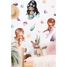 Msticker Deniz Kızları Temalı Çocuk Bebek Odası Duvar Cam Sticker Seti