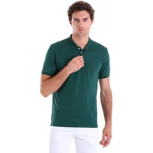 Hatemoğlu K.yeşil Comfort Fit Düz 100% Pamuk Polo Yaka Tişört