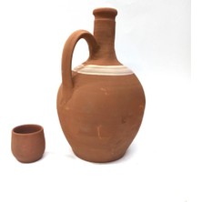 abnturk Pişmiş Topraktan Üretim Organik Toprak Su Testisi Bardak 2 lt