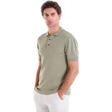 Saykı Çağla Slim Fit Düz Rayon Polo Yaka Triko Tişört