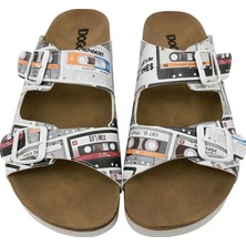 Kadın Vegan Deri Beyaz Terlik - Take me Back Tasarım