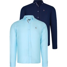 Dewberry Ikili Set G674 Dewberry Erkek Gömlek Lacivert Camgöbeği
