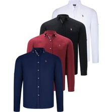 Dewberry Dörtlü Set G674 Dewberry Erkek Gömlek-Siyah-Beyaz-Lacivert-Bordo