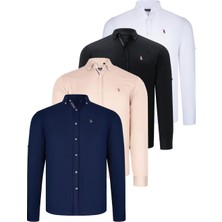 Dewberry Dörtlü Set G674 Dewberry Erkek Gömlek Siyah Beyaz Lacivert Bej