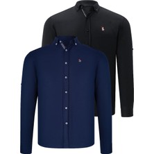 Dewberry Ikili Set G674 Dewberry Erkek Gömlek-Siyah-Lacivert