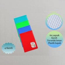 Çınar A4 60 Yaprak Colormaxi Spiralli Defter Plastik Kapak Kareli  4 Adet