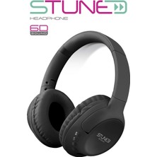 Powerway  Stune Kulaküstü Siyah Bluetooth Kulaklık Hafıza Kartı 6d Sound 18 Saat Kullanım Süresi