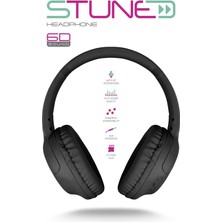 Powerway  Stune Kulaküstü Siyah Bluetooth Kulaklık Hafıza Kartı 6d Sound 18 Saat Kullanım Süresi