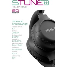 Powerway  Stune Kulaküstü Siyah Bluetooth Kulaklık Hafıza Kartı 6d Sound 18 Saat Kullanım Süresi