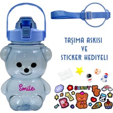 Bottle Boss Bottleboss Pipetli Taşıma Askılı Gülümseyen Ayıcık Matara 1,5 Litre Sticker Hediyeli