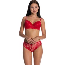 Çankaya Giyim Dolgusuz Full Dantelli Sütyen Takımı Kırmızı