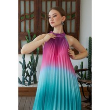 Marina Boutique Halter Kol Detaylı Krep Kumaş Elbise
