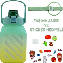 Bottle Boss Bottleboss Kare Spor Model Taşıma Askılı Pipetli Motivasyon Matarası 1,5 Litre Sticker Hediyeli