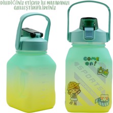 Bottle Boss Bottleboss Kare Spor Model Taşıma Askılı Pipetli Motivasyon Matarası 1,5 Litre Sticker Hediyeli