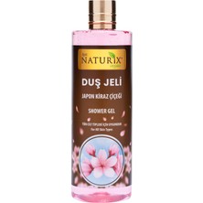 Naturix Aroma Terapi Duş Jeli Japon Kiraz Çiçeği Duş Jeli Kalıcı Kokulu Banyo Jeli 400 ml 3'lü Banyo Seti