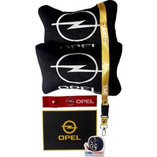 Opel Uyumlu Nakışlı Siyah Polar Ortopedik Seyahat Boyun Yastık / Oto Aksesuar