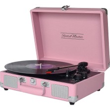 Record Master ST14012 Retro Pikap - Pembe - Bluetooth ve Şarj Özellikli - Tüm Plakları Çalabilme