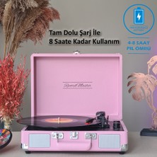 Record Master ST14012 Retro Pikap - Pembe - Bluetooth ve Şarj Özellikli - Tüm Plakları Çalabilme