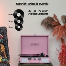 Record Master ST14012 Retro Pikap - Pembe - Bluetooth ve Şarj Özellikli - Tüm Plakları Çalabilme