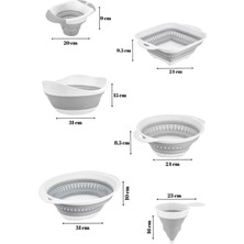 Open Home 6'Lı Set Akordiyon Katlanır Süzgeç Seti - Katlanır Çeyiz Seti 6 Parça
