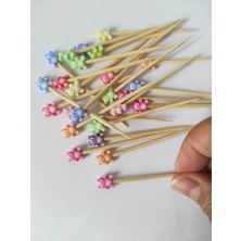 TM Tasarım Mağazası 50 Adet Dekoratif AyıcıkBoncuklu Pasta Kürdanı 6,5 cm - Ayıcık 10 mm