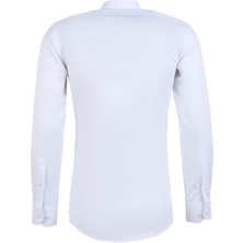 Süvari Slim Fit Klasik Yaka Armürlü Beyaz Erkek Gömlek GM2024700338