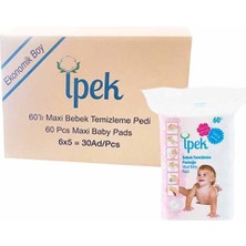 İpek Bebek Temizleme Pamuğu 60 x 30 Paket %100 Pamuklu Doğal Temizlik Ürünü 1800 Yaprak
