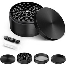 Efotech 100MM-SIYAH Grınder 4 Kat Herbal Baharat Öğütücü Parçalayıcı Paslanmaz Çelik Mıknatıslı Gırgır