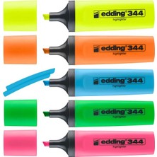 Edding Fosforlu Kalem 5 Renk 1 Paket 5 Li Işaretleme Kalemi Parlak Renkler Sarı Turuncu Pembe Mavi Yeşil