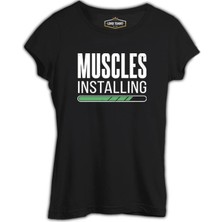 Lord T-Shirt Bodybuilding Muscles Installing Siyah Kadın Tshirt