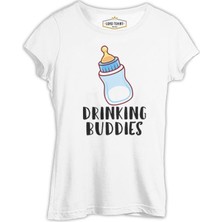 Lord T-Shirt Drinking Buddies - Milk Beyaz Kadın Tshirt