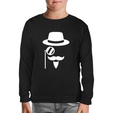 Lord T-Shirt Silhouette Of A Man With A Moustache And A Hat Siyah Çocuk Sweatshirt