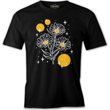 Lord T-Shirt Flowers With Stars Yellow Circles Siyah Erkek Tshirt