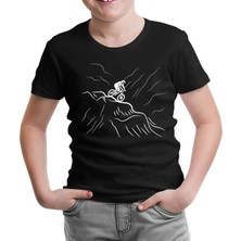 Biker On The Mountain Siyah Çocuk Tshirt