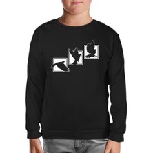 Lord T-Shirt Birds Flying Against Frames Siyah Çocuk Sweatshirt