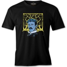 Lord T-Shirt Nicola Tesla With An Electric Bacground Siyah Erkek Tshirt