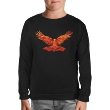 Lord T-Shirt Flying Phoenix Bird  Siyah Çocuk Sweatshirt