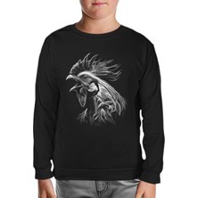 Lord T-Shirt Rooster Realistic Siyah Çocuk Sweatshirt