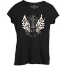 Lord T-Shirt Guitar And The Wings Siyah Kadın Tshirt
