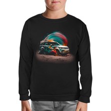 Lord T-Shirt Offroad Car With Colorful Dust Background Siyah Çocuk Sweatshirt