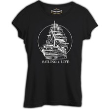 Lord T-Shirt Sailing For Life Siyah Kadın Tshirt