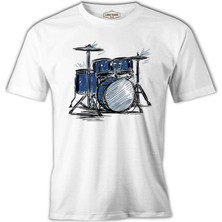 Lord T-Shirt Sketch Of A Drum Kit Beyaz Erkek Tshirt