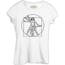 Lord T-Shirt Da Vinci Man Guitar Playing Beyaz Kadın Tshirt