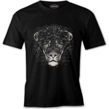Lord T-Shirt Lion Realistic Siyah Erkek Tshirt