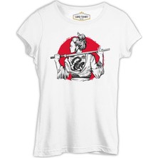 Lord T-Shirt A Samurai Girl With A Tattoo On Her Back Beyaz Kadın Tshirt