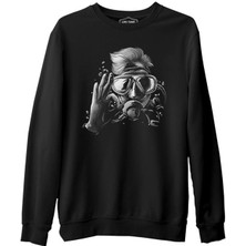 Lord T-Shirt Diver Swimming Underwater Siyah Erkek Kalın Sweatshirt