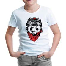 Lord T-Shirt A Panda With A Bamboo In The Mouth Beyaz Çocuk Tshirt